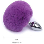 Set Of 4 Pieces Fluffy Bunny Tail Stainess Steel Anal Butt Plug Rabbit'S Tail Adult Sex Toy For Couples Adults