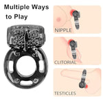 Vibrating Cock Ring Penis Ring Vibrator Clitoral Stimulator Penis Erection Enhance Soft Silicone Adult Male Sex Toy& Games For Male Training Longer Harder Stronger (Black)