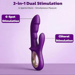 2 in 1 G Spot Vibrator & Clit Sucker Rabbit Dildo with 12 Modes, Dual Stimulation Rechargeable Magnetic Charging Waterproof Body-Safe Silicone, Quiet Sex Toy for Women, Beginner to Advanced (Purple)