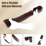 Vibrating Penis Sleeve, Ultra-Soft Penis Extender With 10 Vibrations For Prolonged Erection, Realistic Silicone Penis Enlarger Cock Ring Adult Toys For Men & Couple (Dark Brown)