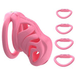 3D Printed Chastity Cage Male Sex Toys, Chastity Devices Sm Bondage Set With 4 Cock Rings, Hollow Breathable Design, Men'S Wear Penis Cage With Concealed Locks (Pink-L,Curved-Ring)