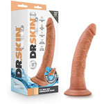 , Dr. Skin Glide, 7.5" Self Lubricating Feels Like Skin Soft Realistic Dildo, Slim 1.5" Thick, Sturdy Strap On Compatible Suction Cup For Hands Free Play, Sex Toy For Women Men, Mocha