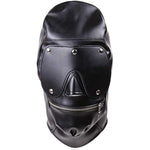 Leather Bondage Gimp Mask Hood, Black Full Face Blindfold Breathable Restraint Head Hood, Sex Toys, For Unisex Adults Couples, Bdsm/Lgbt Cosplay Halloween Masquerade Mask