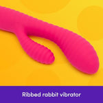 Ripple Rabbit Vibrator For Women | Silicone Ribbed Dildo G Spot Personal Massager | 10 Powerful Vibration Modes | Rechargeable Clitoral Stimulator | Adult Sex Toys & Games For Couples
