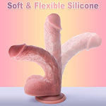 Realistic Dildos Feels Like Skin Adult Sex Toys For Women, Soft Silicone With Strong Suction Cup For Hands-Free Play, Anal Dildo With Balls Lifelike Fake Penis G Spot Stimulator, 8.5''