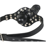 Double-Cock Lockable Realistic Penis Gag, Mouth Gag With Adjustable Leather Strap, Sm Dildo Gag(Long & Short)