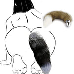Ooiixx Sexy Fox Tail Cosplay Anal Plug Anal Butt Plug Adult Sex Toys for Women Men Couple Stainless Steel Anal Plug (18" Brown-White)