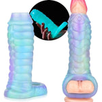 Dragon Penis Sleeve Enlarger, Luminous Silicone Dildo Sleeve Male Penis Girth Extender With Cock Ring Reusable Penis Enlargement Male Adult Sex Toys For Couples Play
