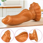 Realistic Dildo G-Spot Massage Thick Animal Horns Penis Liquid Silicone Monster Anal Plugs Buttplug With Oval Suction Cup Base For Men Women Adult Sex Toys (L)