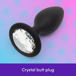 Jeweled 3 inch Silicone Butt Plug for Couples, Black