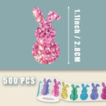 500 Pcs Sparkly Easter Bunny Stickers, 5 Colors, Waterproof Self-Adhesive Rabbit Decals