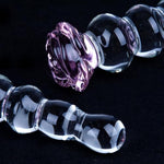 7" Crystal Glass Dildo Sex Toy With Progressive Anal Beads, Anal Dildo Butt Plug Toy, Rose Toy G-Spot Stimulation Pleasure Rod, Anal Trainer Adult Sex Toys And Games For Couples Sex For Men And Women