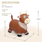 Bouncy Bull Farm Animal Hopping Toys For 1 2 Year Old Boy Gifts, Ride On Toddler Brown Cow Hopper, Kids Inflatable Jumping Horse, Outdoor Indoor Rubber Bouncer For 3 4 Yr Girl Birthday