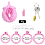 Male Inverted Negative Sissy Chastity Cage With 4 Rings Set, Small Men Flat Chastity Device Lock, Realistic Pussy Penis Cage Design, Bdsm Bondage Adults Sex Toys For Gay Couples (Pink)