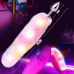 Sexy Fox Tail Anal Plug Sex Foreplay Glowing Adult Toys Fashion Role-Playing Alloy Anus Stopper Furry Pink Faux Fox Tail Couples Lover Flirting Libido Stimulation Toys (M)