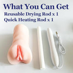 2PCS Accessories for Sex Doll Torso Male Masturbator, 5 Min Heating Quick & Dry Stick for Vagina Anal Channel, Reusable Water Absorption Stick, USB Charging Warming for Male Adult Toy Inside