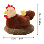 12Ps Chicken Stuffed Animal 11.8", Mother Hen With 10 Baby Chicks And Nest, Interactive Farm Animal Plush Toy For Kids And Collectors, Creative Easter Birthday