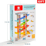 Wooden Car Ramp Race Track Toy For Toddlers 1-4 Years, Montessori Educational Learning Toy For 2 Year Old Boys Girls Gifts With 6 Mini Cars