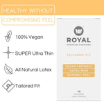 Royal Tailored Fit Ultra Thin Vegan Condoms 10 Pack & Intimate Cleansing Feminine Wipes for Personal Cleansing & Odor Removal 40 Count Bundle