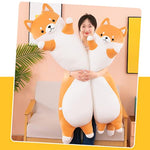 Shiba Inu Soft Plush Pillow Long Cute Corgi Dog Plush Husky Plush Pillow Akita Plushie Body Pillow Stuffed Animals Toy For Adults Kids Gift, 70Cm/27.55Inch