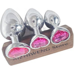 Metal Anal Plug Set, 3Pcs - Sex Toys For Adults, Premium Adult Toys, Durable Anal Toys For Beginners To Advanced Users (Rose Red)