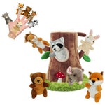 6 Pcs Jungle Animals Finger Puppet With Tree Houses, Realistic Soft Plush Toy For Kids, Novelty Animals Toys Role-Playing Story Finger Puppets Plush Finger Puppets Gifts For Boys And Girls