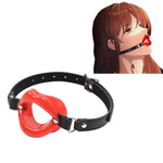 Sexy Red Lips Gags Adult Sex Toys Leather Silicone Open Mouth Gag For Sex Play Adjustable Fetish Open Gag Slave Restraints Mouth Gag Flirt Tools For Couples Bdsm Game