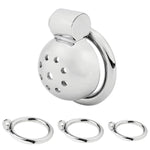 Metal Male Penis Chastity Device Belt With Small Cage Padlock Set?Silver?