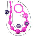 Luxe Silicone 10 Anal Beads - Silky Smooth Ultrasilk - Puria Platinum Silicone - 12.5" Long Beginner Anal Plug With Sturdy Handle - Anal Training Sex Toy For Men Women Couples - Pink