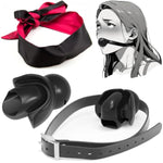 Tongue Fixed Bondage Ball Gag For Sex Set, Open Mouth Silicone Ball & Blindfold Eye Mask, Restraints Sex Gag Mouth Plug Adjustable Extreme For Fetish Play Bondage Bdsm Sm Adult Sex Toys (Black)