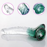 Realistic Dildo Curved Shaft G-Spot Stimulation Penis With Strong Suction Cup Testis And Veins Design For Sensitive Point Sex Stimulation For Woman Man Masturbation Adult Toy (Green)