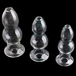 Crystal Calabash Shape Transparent Anal Plug Peephole Clear Hollow Glass Butt Plug Sex Toy(L)