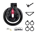 Lightweight Abs Cock Cage Flat Chastity Cage With Ventilation Holes And Catheters Sex Toys Chastity Device With Belt And Concealed Lock For Man Bondage Inverted Chastity Cage With Funnel (B,Black)