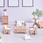 23 Pieces Dollhouse Mini Furniture Decoration Set Diy Accessories Including Dining Room Sitting Living Bedroom Toys For Baby Children Girls