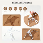 Dinosaur Felt Skeleton Puzzle Set - Mosasaur, Pterosaur, Stegosaurus & T-Rex, Dinosaur Fossil Puzzles 4 High Density Fiberboard - Montessori Educational Toy For Kids 3+