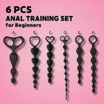 Anal Training Set 6 Pcs Combo Set Anal Plug Anal Beads Size Range From Small To Medium Variant Bead Shape Combination
