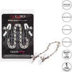 Nipple Play Crystal Chain Nipple Clamps With Adjustable Tension White