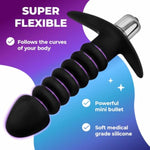 Waterproof Vibrating Anal Beads Vibrating Butt Plug Prostate 7 Vibration Mode G Spot Dildo Adult Massager Toy, Couples Sex Toys, Black