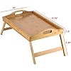 Large Bed Table Tray with Folding Legs - Breakfast Tray with Handles - Bamboo Bed Tray for Bed, Sofa, Eating and Laptops, Snacking and Working