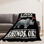 Rhino Blanket I Just Really Like Rhinos Throw Blankets Gifts For Girls Boys Kids Lover Soft Cozy Fleece Plush For Couch Sofa Bed 40"X50"