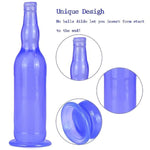 Silicone Sex Toy Anal Plug Realistic Dildo, 12.2 Inch Faux Beer Bottle Silicone Dildo, Striped Layered Design Experience Double Pleasure (Blue)