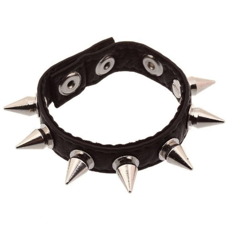 Spiked Leather Cock Ring Penis Band Black