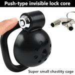 Male Press-Lock Chastity Cage Small Set With 5 Rings And Metal Urethral Dilator, Flat Penis Plug Cage, Adult Extreme Lightweight Chastity Device Slave Fetish Sm Bondage Sex Toys For Gay Men