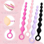 Silicone Butt Plug For Massage Of The Prostate Anal Plugs For G-Spot Sex Toys For Couples Adult Anal Beads Products With 7 Balls (Purple)