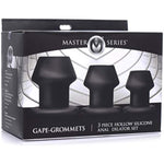 Tapered 3 Piece Gape-Grommets Hollow Premium Silicone Anal Dilator Set