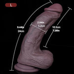 3 Sizes Of Double Layer Silicone Realistic Dildo, Soft Lifelike Dildo Toy Thick Fake Penis Dildo With Strong Suction Cup Adult Sex Toy For Women - L