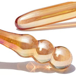 Glass Dildo G-Spot Wand Butt Plug Anal Beads Double Ended Dildo P-Spot Stimulator Fetish Prostate Massager Masturbation Sex Toy For Women Men Golden