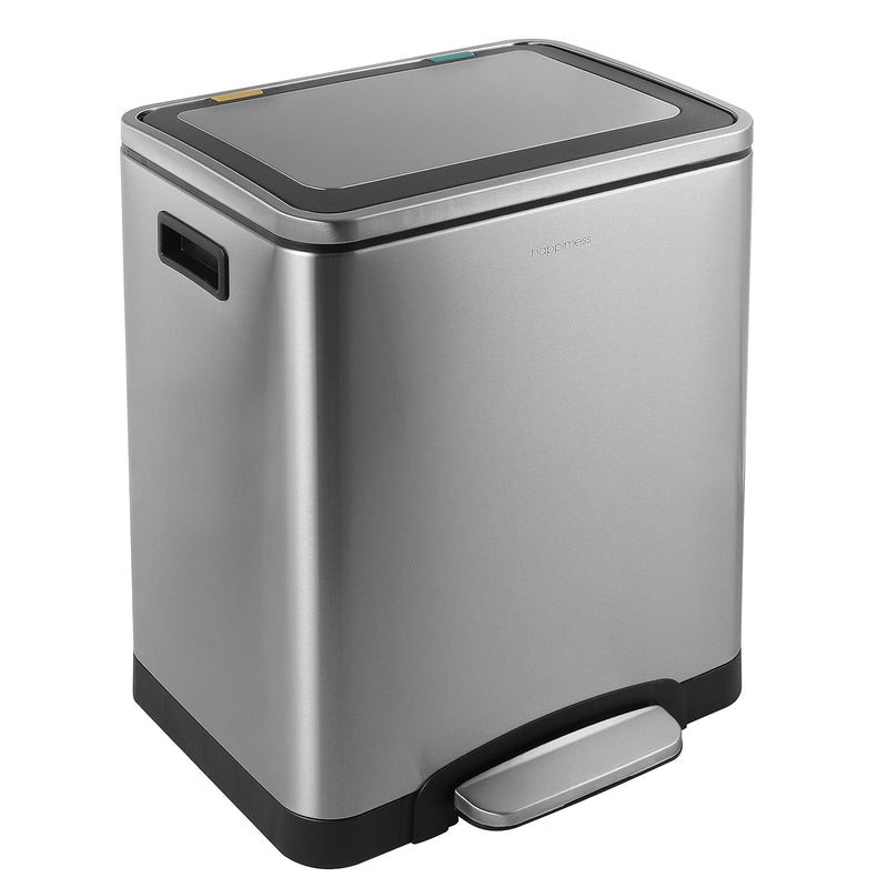 Hpm1004A Elmo Rectangular 8-Gallon Double Bucket Trash Can With Soft-Close Lid,