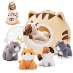 Cat Stuffed Animal House – Plush Kitten Toy Set With 5 Soft Cats – Interactive & Travel-Friendly Kitties Carrier Playset For Toddlers & Kids – Huggable, Portable Birthday Gift For Baby Girls