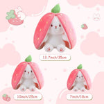 Bunny Stuffed Animal Reversible Cuddle Bunny Stuffed,Christmas Strawberry Bunny Transformed Rabbit Plush Zipper,Turns Into Ears Bunnies Plushies Toy Cute Stuffy Doll Easter Girlfriend Gift
